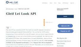 
							         Gleif Lei Look API (Overview, Documentation & Alternatives) | RapidAPI								  
							    
