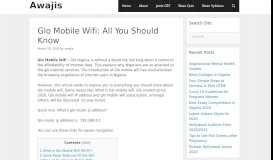 
							         Glo Mobile Wifi: All You Should Know — Awajis								  
							    