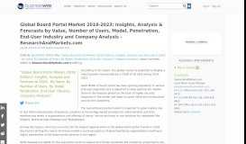 
							         Global Board Portal Market 2018-2023: Insights, Analysis & Forecasts ...								  
							    