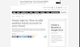 
							         Gmail sign in: How to add another email account to your Gmail ...								  
							    