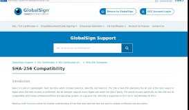 
							         GMO GlobalSign | SHA-256 Compatibility - GlobalSign Support Portal								  
							    