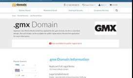 
							         .gmx Domain Registration - .gmx Domains - 1&1 Mail & Media GmbH ...								  
							    