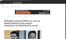 
							         GoDaddy acquires WPCurve, second Aussie startup to be used to ...								  
							    