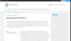 
							         Going beyond MDG 8 - World Trade Organization								  
							    