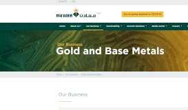 
							         Gold - Maaden | Saudi Arabian Mining Company								  
							    