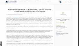 
							         Golden Entertainment to Acquire Two Laughlin, Nevada Casino ...								  
							    