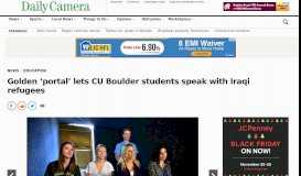 
							         Golden 'portal' lets CU Boulder students speak with Iraqi refugees ...								  
							    