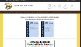 
							         Golden West High School / Homepage - Visalia Unified School District								  
							    