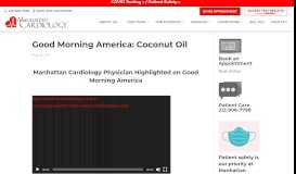
							         Good Morning America: Coconut Oil - Manhattan Cardiology								  
							    