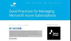 
							         Good Practices for Managing Microsoft Azure Subscriptions - Kloud Blog								  
							    