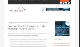 
							         Goodbye Office 365 Admin Center, Hello Microsoft ... - Practical 365								  
							    