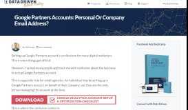 
							         Google Partners Accounts: Personal or Company Email Address ...								  
							    