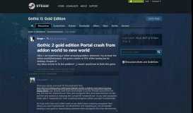 
							         Gothic 2 gold edition Portal crash from addon world to new world ...								  
							    