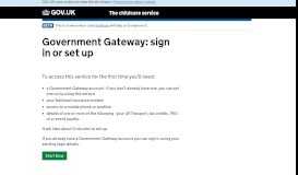 
							         Government Gateway - Childcare service								  
							    