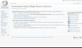 
							         Government Sadiq College Women University - Wikipedia								  
							    