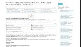 
							         Governor Sproul Apartments Bill Pay, Online Login, Customer Support ...								  
							    