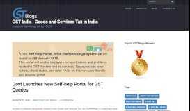
							         Govt Launches New Self-help Portal for GST Queries – GST India ...								  
							    
