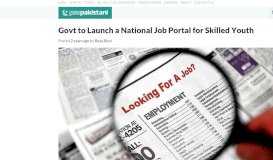 
							         Govt to Launch a National Job Portal for Skilled Youth - ProPakistani								  
							    