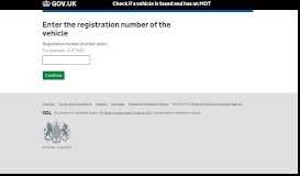 
							         GOV.UK - Enter the registration number of the vehicle								  
							    