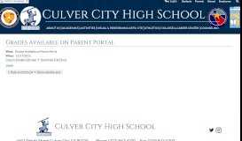 
							         Grades Available on Parent Portal | Culver City High School								  
							    
