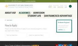 
							         Graduate Admission - Apply Landing Page | University of San Francisco								  
							    