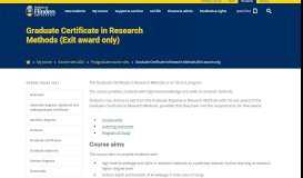 
							         Graduate Certificate in Research Methods (Exit award only) - Flinders ...								  
							    