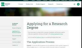 
							         Graduate School: Applying for a Research Degree								  
							    