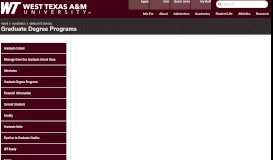
							         Graduate School Degree List - West Texas A&M University								  
							    