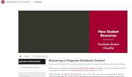 
							         Graduate Student Checklist | New Students | Chapman University								  
							    
