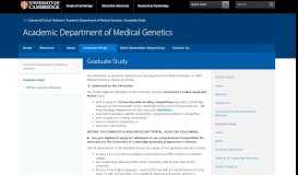 
							         Graduate Study - Academic Department of Medical Genetics								  
							    