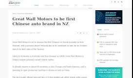 
							         Great Wall Motors to be first Chinese auto brand in NZ - Gasgoo								  
							    