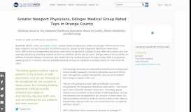 
							         Greater Newport Physicians, Edinger Medical Group Rated Tops in ...								  
							    