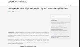 
							         Greatpeople.me Kroger Employee Login At Www.Greatpeople.me								  
							    