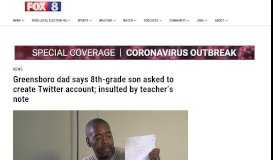 
							         Greensboro dad says 8th-grade son asked to create Twitter account ...								  
							    