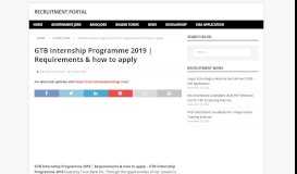 
							         GTB Internship Programme 2019 | Requirements ... - Recruitment Portal								  
							    