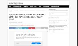 
							         Gtbank Graduate Trainee Recruitment 2019 | See ... - Recruitment Portal								  
							    