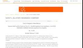 
							         GUEST v. ALLSTATE INSURANCE COMPANY | FindLaw								  
							    