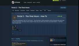 
							         Guide :: Portal 2 - The Final Hours - How To - Steam Community								  
							    