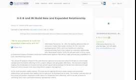 
							         H-E-B and IRI Build New and Expanded Relationship | Business Wire								  
							    