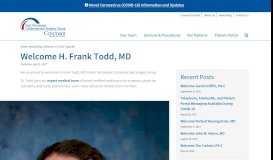 
							         H. Frank Todd, MD Joins East Tennessee Cardiovascular Surgery Group								  
							    