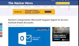 
							         Hackers Compromise Microsoft Support Agent to Access Outlook ...								  
							    