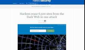 
							         Hackers erase 6,500 sites from the Dark Web in one attack – Naked ...								  
							    