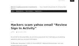 
							         Hackers scam yahoo email “Review Sign In Activity” – Bitcoin ...								  
							    