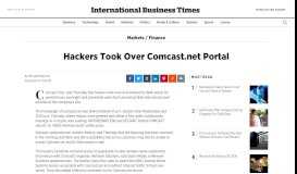 
							         Hackers Took Over Comcast.net Portal - International Business Times								  
							    