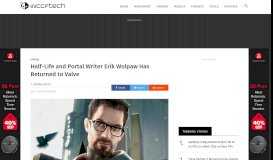 
							         Half-Life and Portal Writer Erik Wolpaw Has Returned to Valve								  
							    