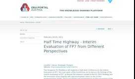 
							         Half Time Highway - Interim Evaluation of FP7 ... - ERA Portal Austria								  
							    