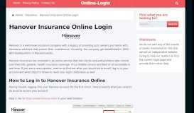 
							         Hanover Insurance Online Login								  
							    