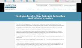
							         Harrington Portal to Allow Patients to Review their Medical Summary ...								  
							    