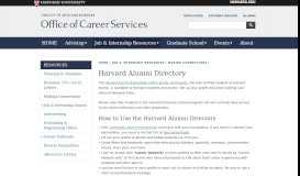 
							         Harvard Alumni Directory | Office of Career Services								  
							    