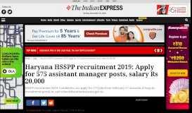 
							         Haryana HSSPP recruitment 2019: Apply for 575 assistant manager ...								  
							    